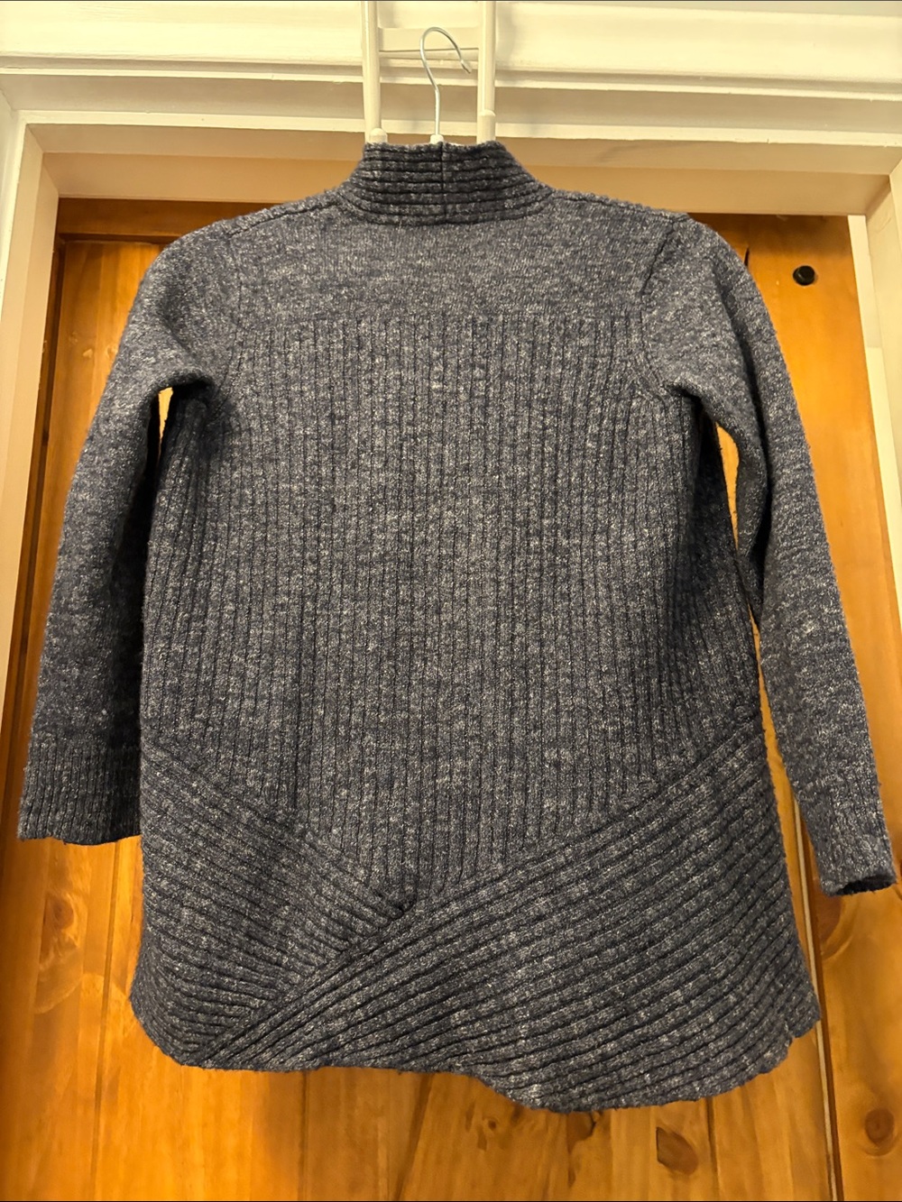 Eileen Fisher Dark Heathered Gray Open Ribbed Cardigan, Small. - Picture 4 of 6